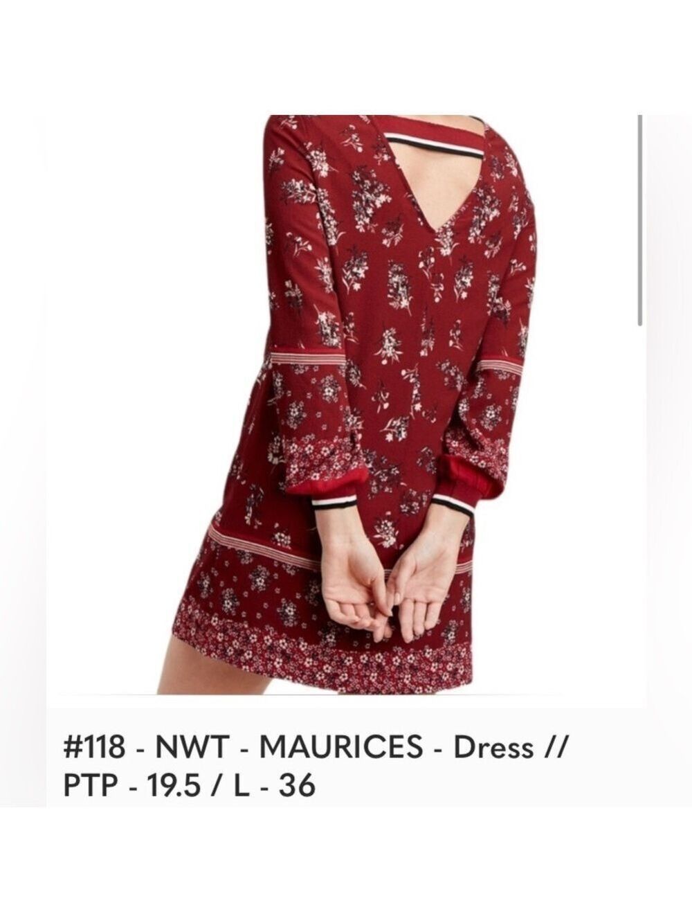 Maurices V back Sundress with Bishop Sleeves